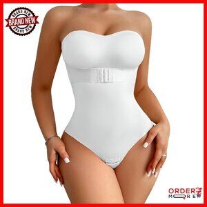 Strapless Shapewear Bodysuit Tummy Control Built-in Bra Thong Design